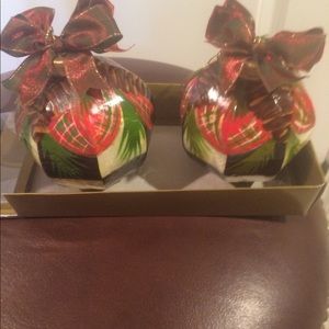 Mackenzie Childs courtly check Xmas ornaments new